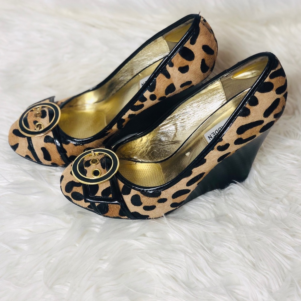 Steve Madden Leopard Print Calf Hair Wedges Sz 7.5
